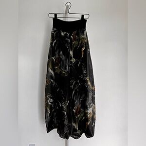 Black Wide-Leg Floral Print Palazzo Pants